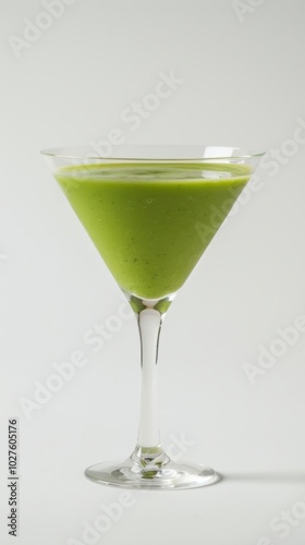 A Refreshing Green Smoothie in a Martini Glass.