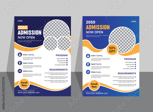 school and university admission flyer template. School education admission layout design. 
Creative and modern kids admission education poster, brochure layout.
