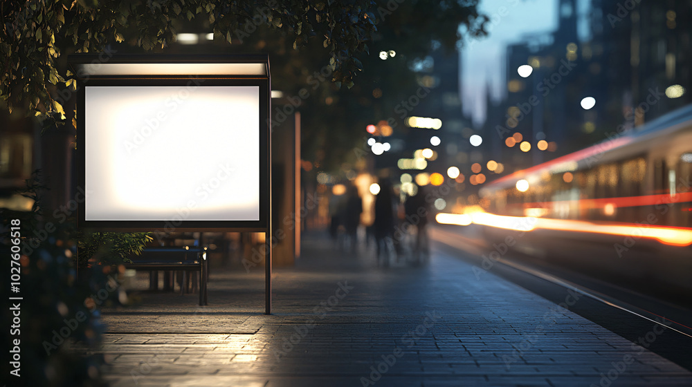 3D Mockup Template Stylized 3D Rendering of Sidewalk at Dusk