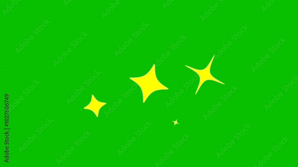 Sky stars, starry night dark blue background.Twinkling stars animation, gold cartoon, flat, vector, Glowing stars sparkle on transparent background. 4K Chroma key animation. 4k background