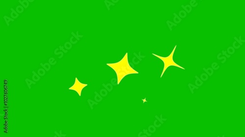 Sky stars, starry night dark blue background.Twinkling stars animation, gold cartoon, flat, vector, Glowing stars sparkle on transparent background. 4K Chroma key animation. 4k background