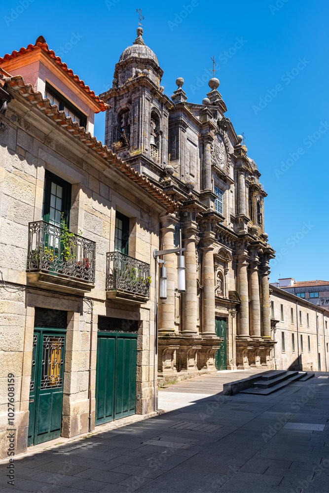 Fototapeta premium Old church with spectacular facade in the center of Pontevedra, Galicia.