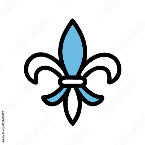 Fleur-de-lis Icon in Black and Blue for Heraldry and French Culture