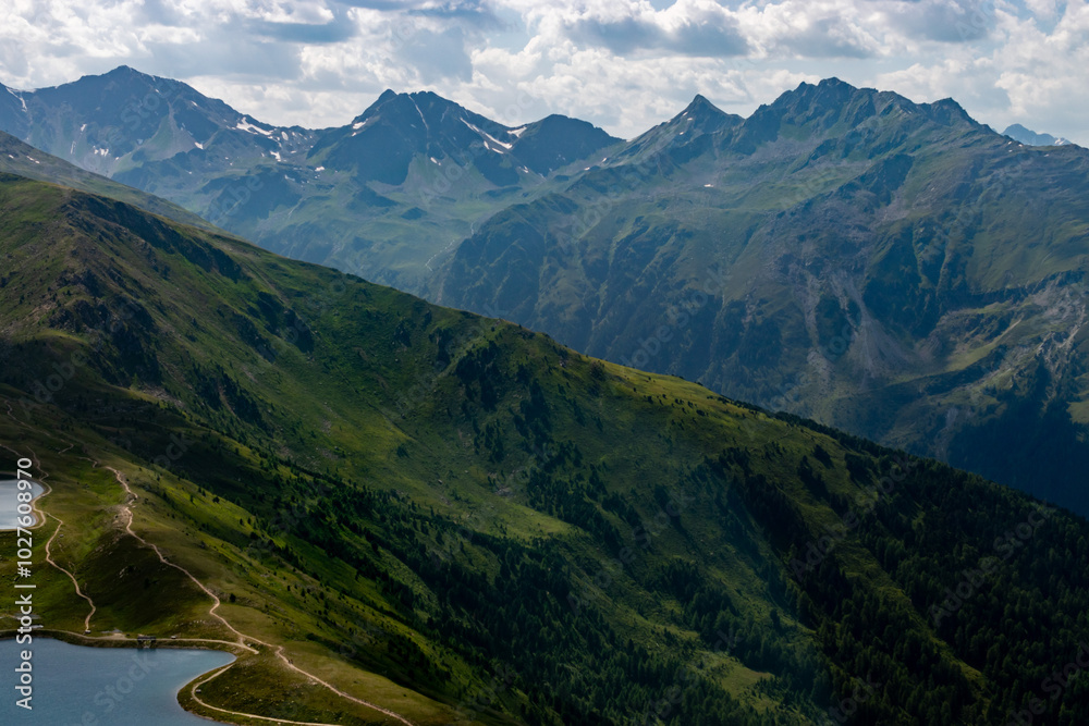Naklejka premium Frommes lakes in Tyrol in Austria seen from a small plane