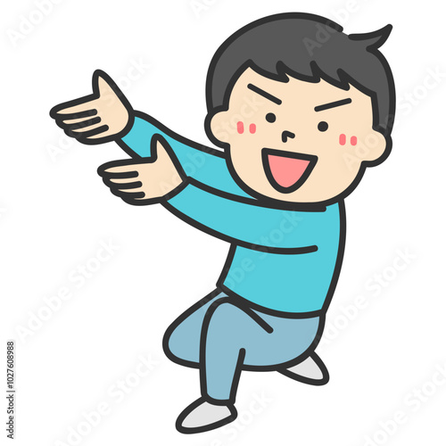 片膝をつく男性イラスト