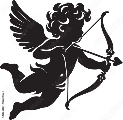 Cupid silhouette vector illustration
