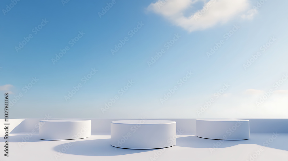 three round winners' podiums standing side by side in a row, each distinctly marked for first, second, and third place three round winners' podiums standing side by side in a row, each distinctly marked for first, second, and third place
