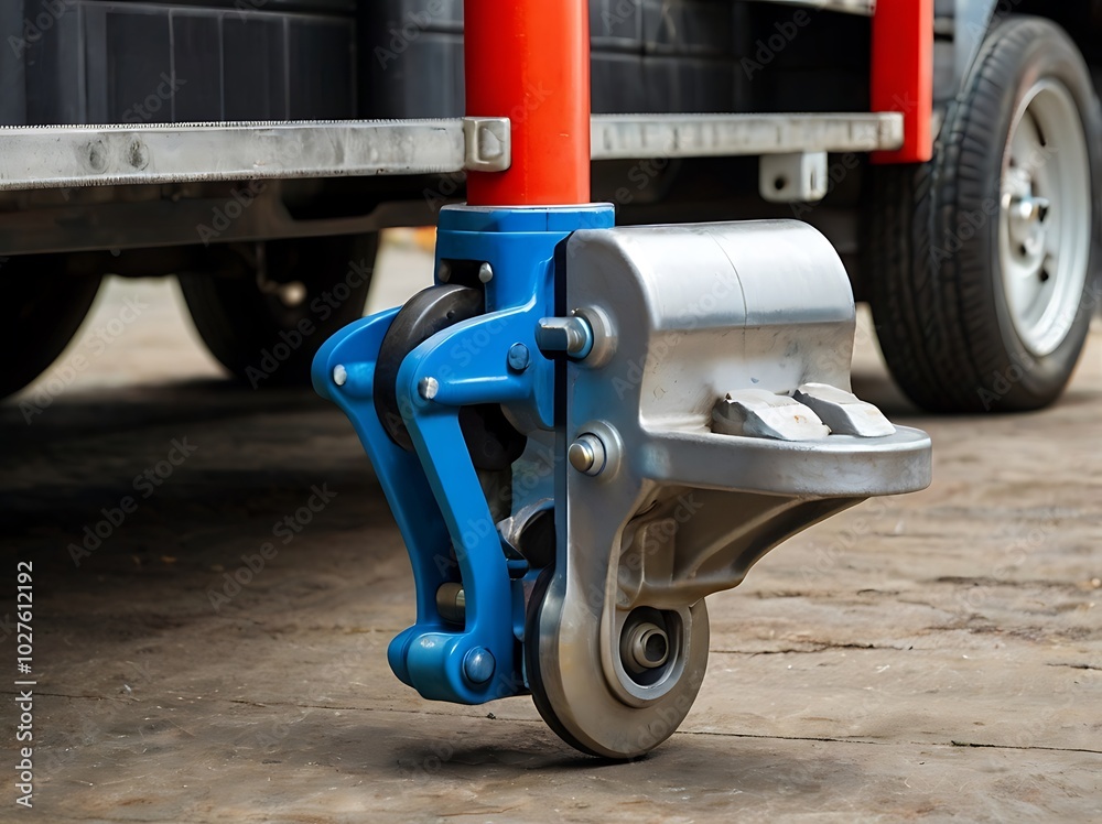 Fototapeta premium Trailer coupling device for safe towing and transportation in cargo and delivery business 