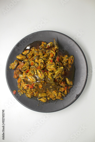 Stir Fried Clams with Roasted Chilli Paste - Asian food style
