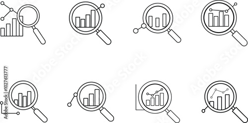 Magnifying Glass Examining Bar Graph Data Trends