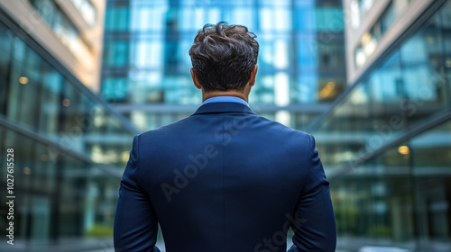 businessman in a suit stands confidently in a modern office, symbolizing professionalism, ambition, and the pursuit of success in a competitive corporate environment