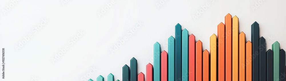 Colorful graphic bars on a white background representing data visualization. Colorful graphic bars on a white background representing data visualization.