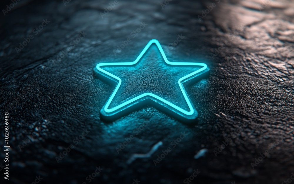 A glowing neon star shape on a textured dark surface, creating a modern and artistic visual effect. A glowing neon star shape on a textured dark surface, creating a modern and artistic visual effect.