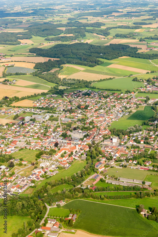 Gangkofen in Germany seen from a small plane