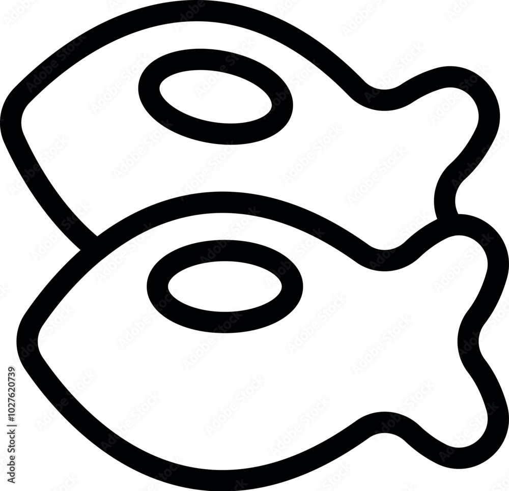 Simple line drawing of two fried eggs with unbroken yolks, perfect for breakfast recipes and restaurant menus Simple line drawing of two fried eggs with unbroken yolks, perfect for breakfast recipes and restaurant menus