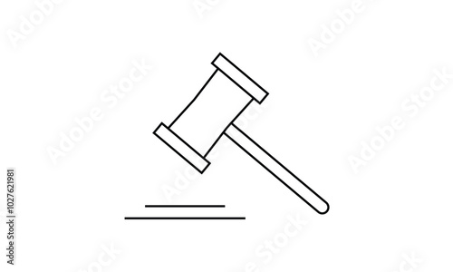 Auction icon, auction hammer icon, court tribunal symbol, auction vector.