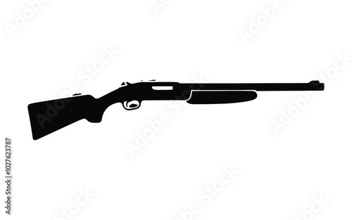 Shotgun Vector Illustration Featuring Realistic Design Elements and Classic Features for Firearms and Hunting Graphics