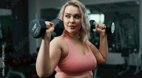 Determined Female Athlete Lifting Weights in the Gym