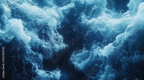 Abstract Blue Water Swirling and Churning