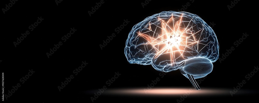 Traumatic brain injury, impact visualization with visible fractures or ...