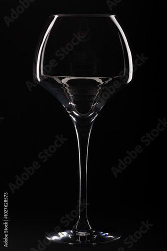 copa de vino vacía con fondo negro 
