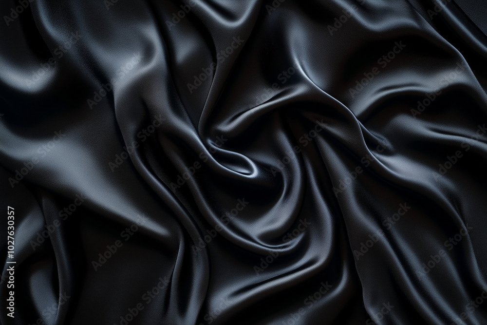 Fototapeta premium Black smooth satin wave background