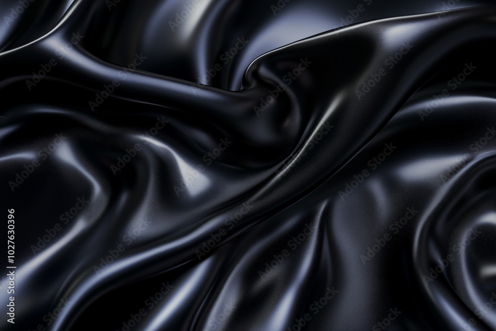 Fototapeta premium Black smooth satin wave background