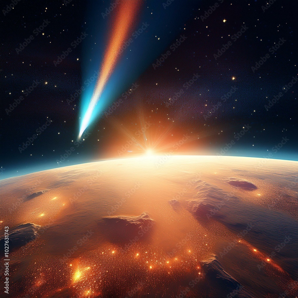 Colorful comet soaring across the sky Colorful comet soaring across the sky
