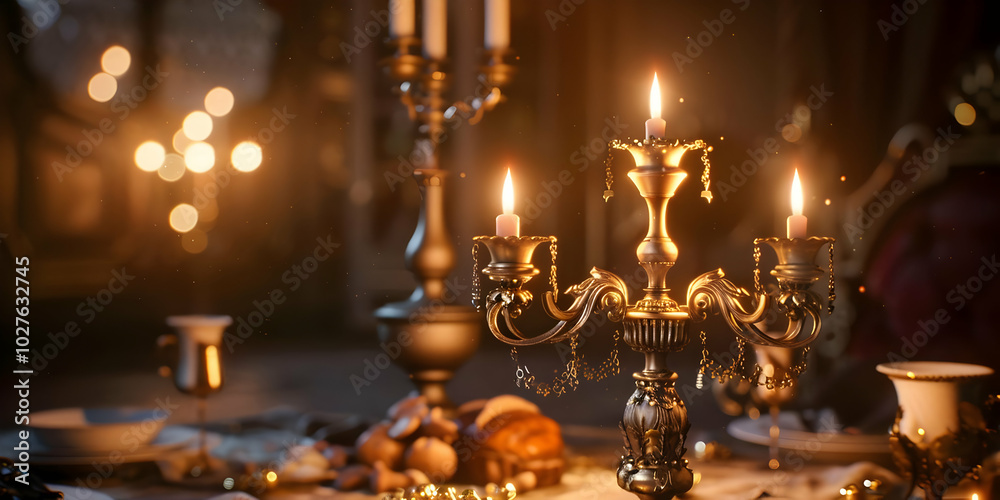 A beautifully set dining table with candles, showcasing an elegant atmosphere for a gathering. A beautifully set dining table with candles, showcasing an elegant atmosphere for a gathering.