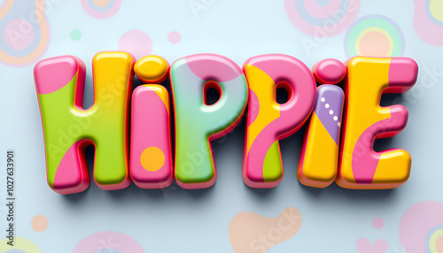 Colorful colourful hippie 3d editable text effect - font style