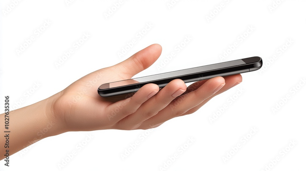 Hand holding Smartphone on white background Hand holding Smartphone on white background