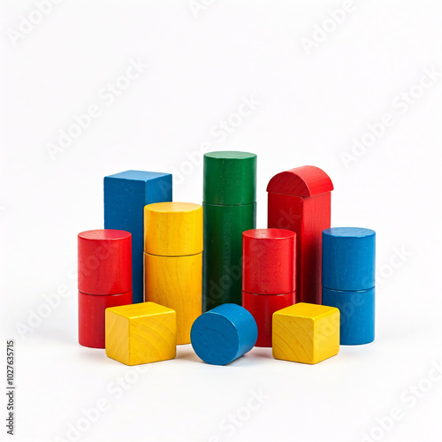 colorful wooden blocks on white background