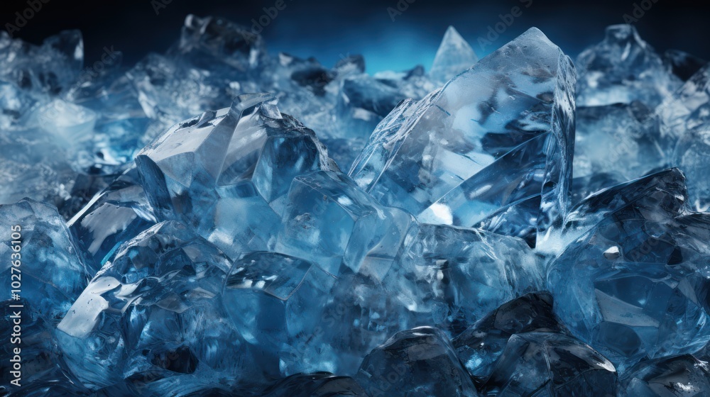 Crystal Clear Blue Ice Textures. Close-Up of Frozen Water Crystals Crystal Clear Blue Ice Textures. Close-Up of Frozen Water Crystals