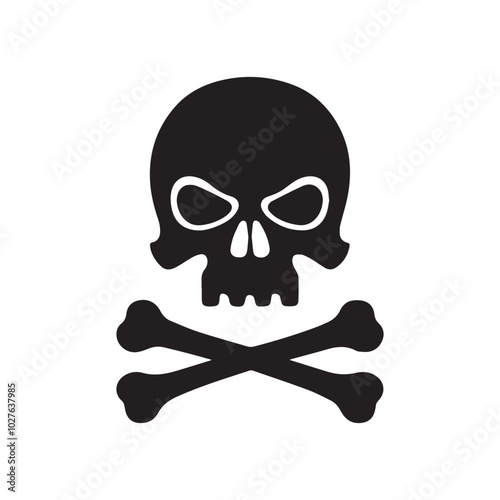 Crossbones and skull death flat vector icon for apps and games