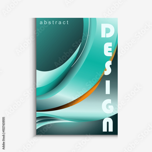 Green wave curved lines for presentations, illustrations of articles and publications regarding technological trends and innovations, technology magazine covers. Light arc in blue color.