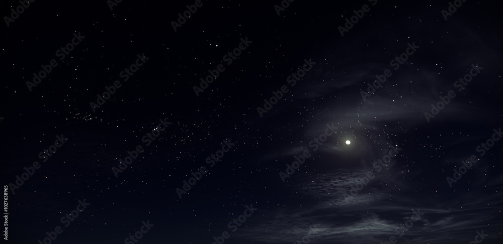 Beautiful moon with citrus cloud, moon and stars Beautiful moon with citrus cloud, moon and stars