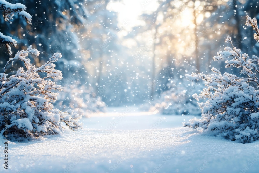 Snowy winter season background in nature Snowy winter season background in nature