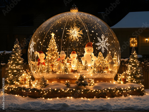 Giant Outdoor Christmas Display with Snowmen and Santas