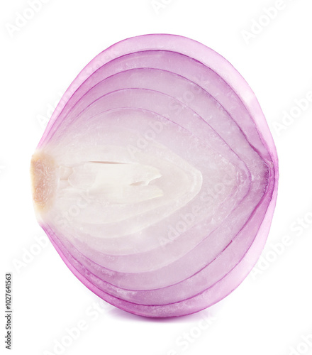 cut onion isolated on white background
