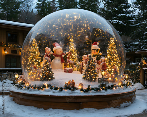 Giant Snow Globe Christmas Display in Outdoor Setting