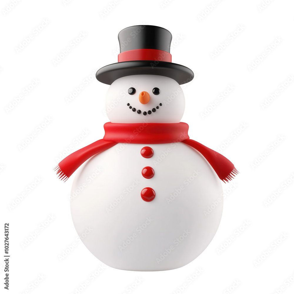 A charming snowman with a black hat and red scarf, smiling cheerfully. Perfect for winter-themed designs. Isolated on transparent background. A charming snowman with a black hat and red scarf, smiling cheerfully. Perfect for winter-themed designs. Isolated on transparent background.
