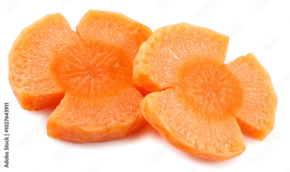Carrot slices isolated on white background Carrot slices isolated on white background