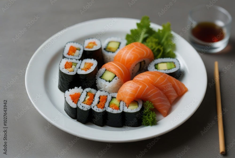 plate of sushi on white background plate of sushi on white background