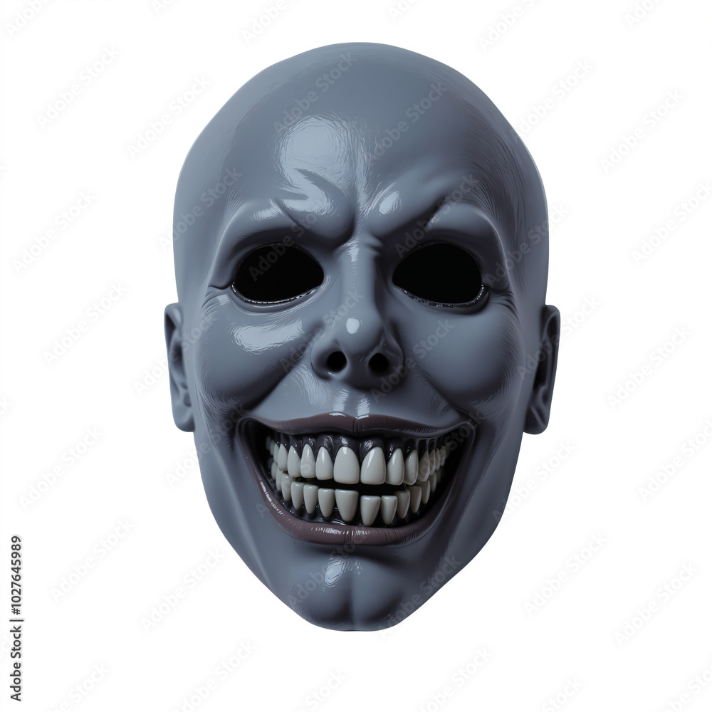Fototapeta premium Plastic Halloween party creepy horror face mask, isolated on a white background