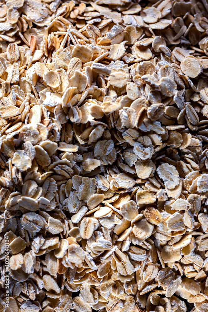 Close-up of rolled oats. Cereal food