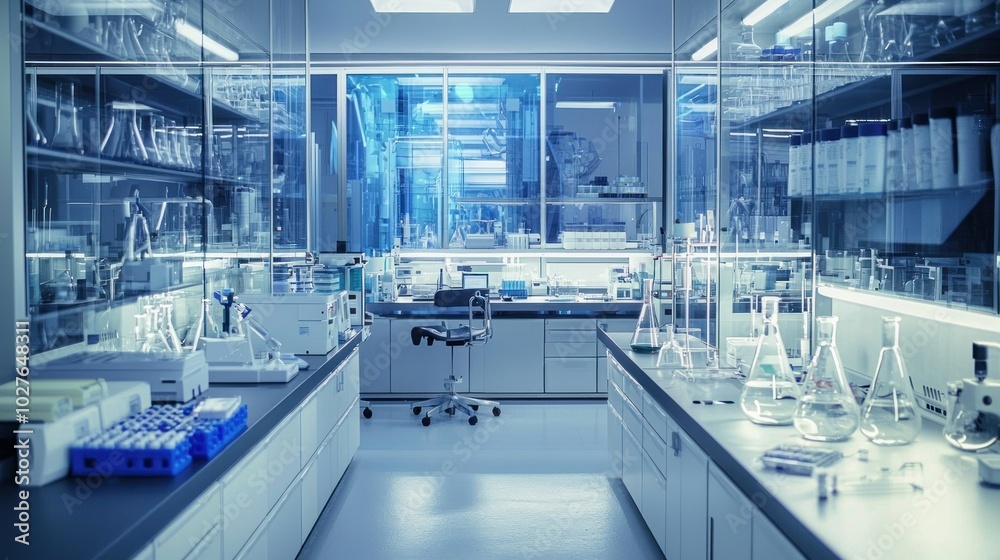 Fototapeta premium A sleek laboratory filled with modern scientific equipment.