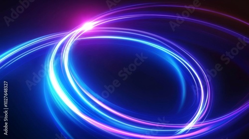 Dynamic Neon Light Streaks in Futuristic Circular Motion Design