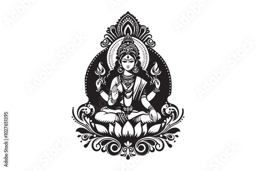 Maa Laxmi silhouette vector illustration, Maa Laxmi silhouette, Laxmi Vector