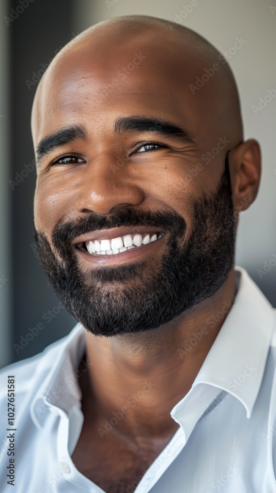 The professional Black man beams with a welcoming smile, showcasing positivity and confidence The professional Black man beams with a welcoming smile, showcasing positivity and confidence