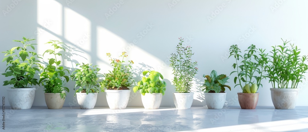 Fresh Indoor Plants in Bright Sunlit Space Fresh Indoor Plants in Bright Sunlit Space